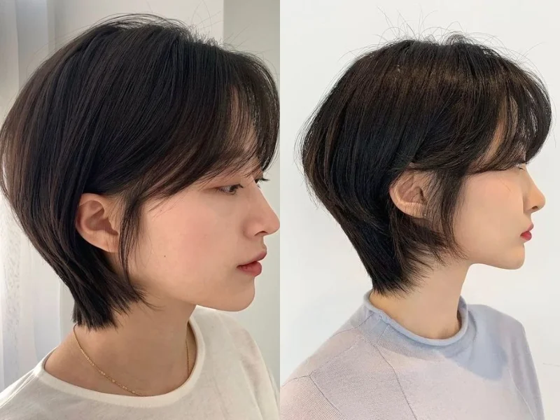 Tóc tomboy layer cho mặt tròn với phần cắt tỉa nhẹ nhàng kết hợp mái dài