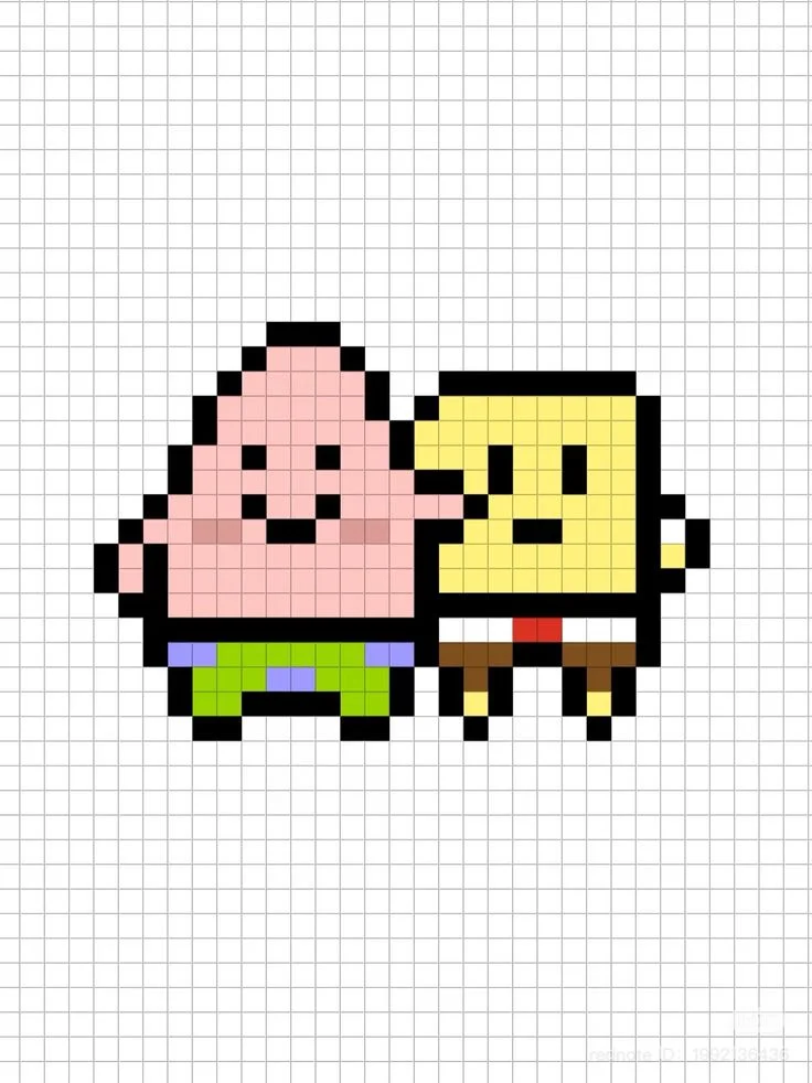 Ảnh pixel đơn giản | Bọt biển hoạt hình, Hạt ủi nhựa mẫu, Vẽ pixel