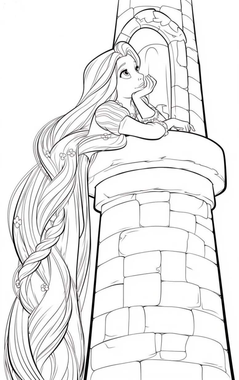 Bộ sưu tập tranh tô màu công chúa Rapunzel tuyệt đẹp giúp bé phát triển sáng tạo