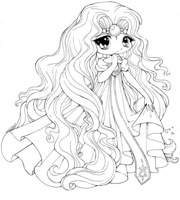 Tô màu Công Chúa Chibi Dễ Thương - Trang Tô Màu Cho Bé