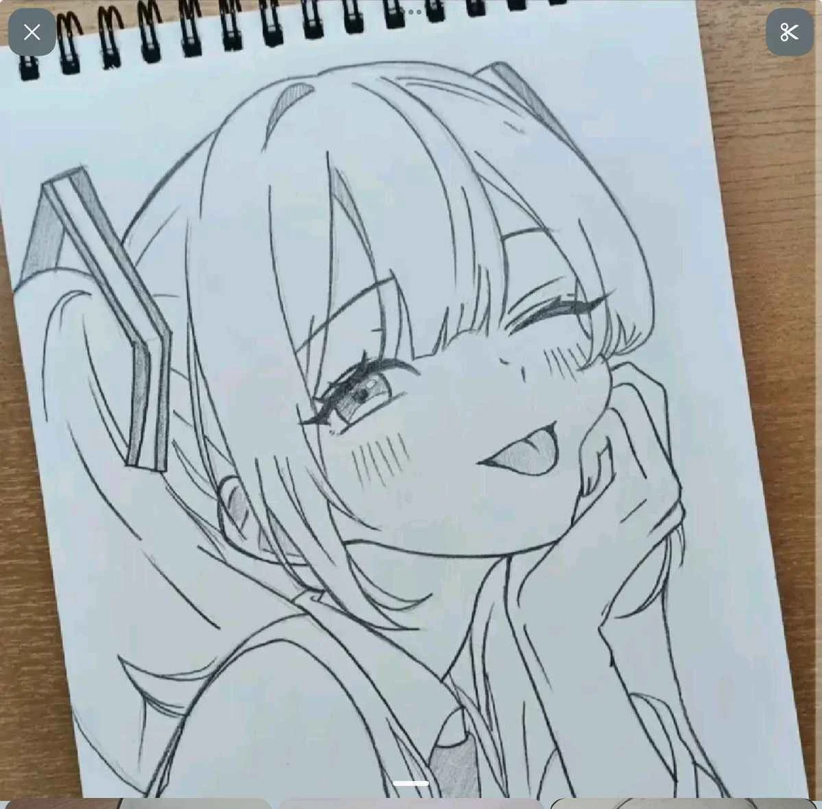 Hình vẽ anime nữ đơn giản biểu cảm tinh nghịch