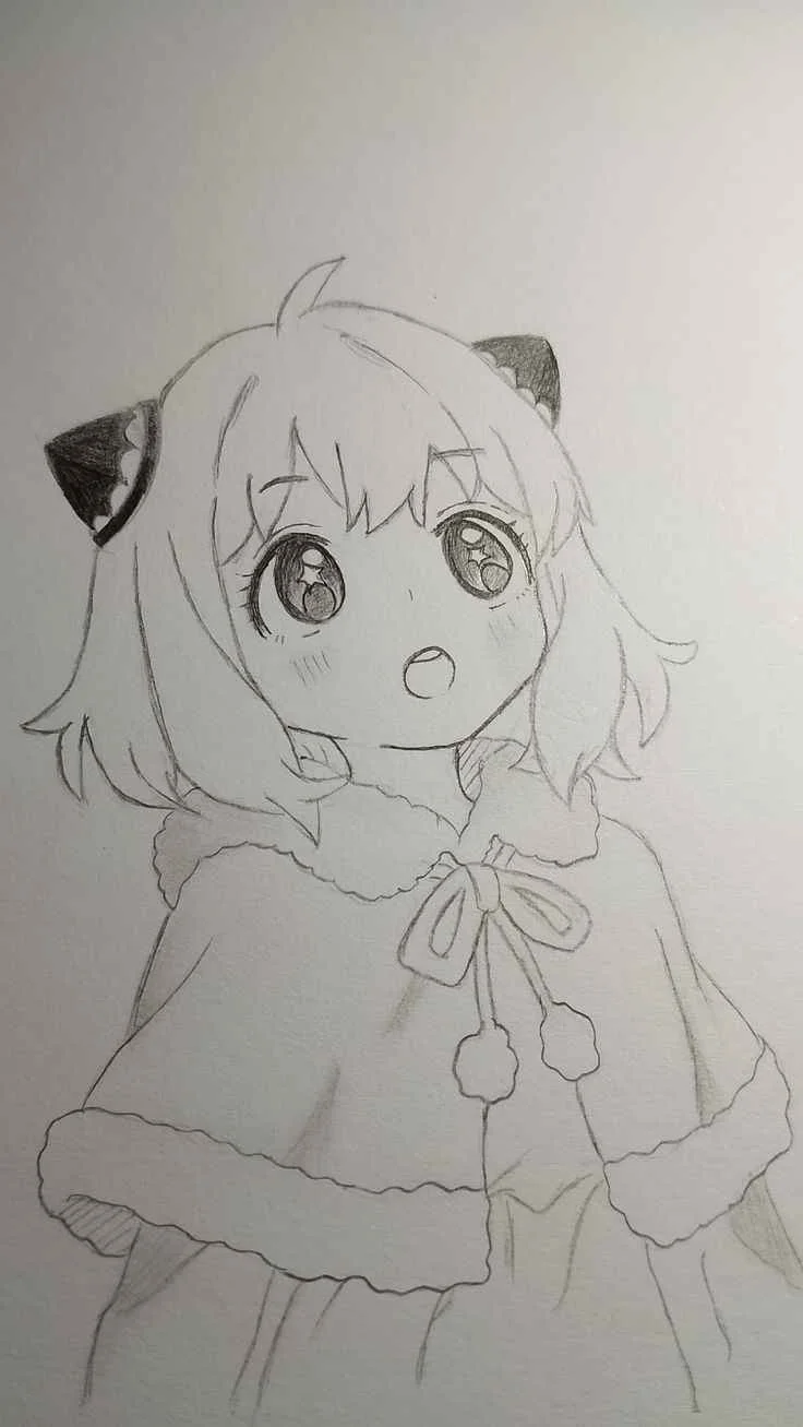 Hình vẽ anime nữ đơn giản nhân vật Anya