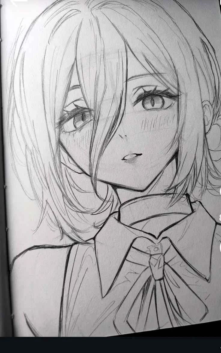 Hình vẽ anime nữ đơn giản phong cách mạnh mẽ