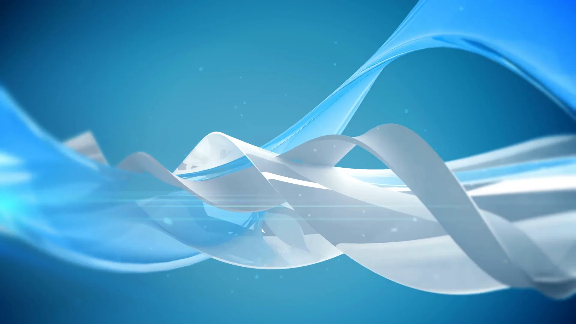 Hình nền PowerPoint đẹp với dải lụa trắng xanh trừu tượng trên nền xanh dương hiện đại