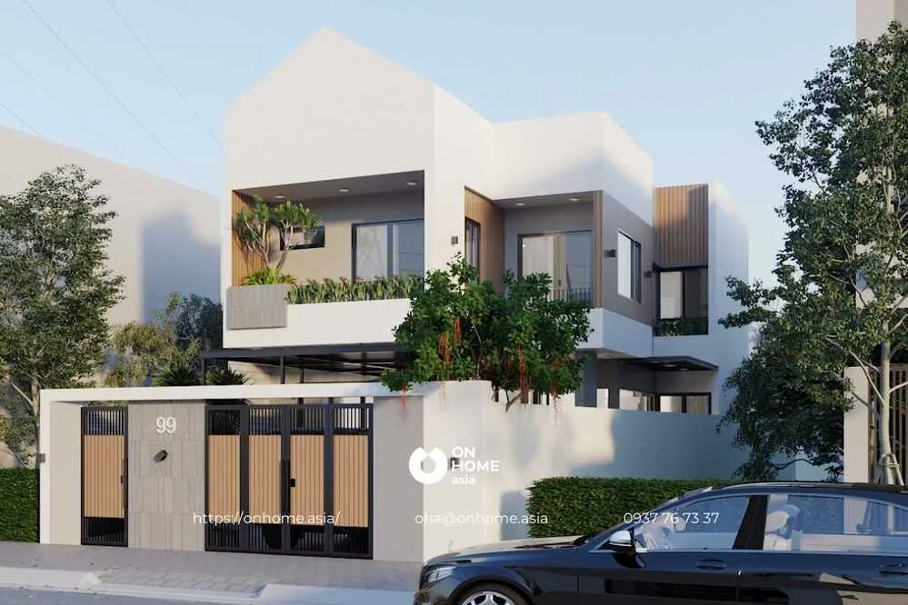 Mẫu nhà ống 2 tầng đẹp 4 phòng ngủ hiện đại