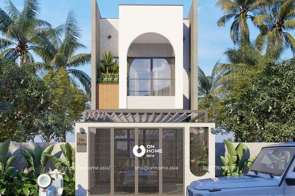 Mặt tiền nhà 2 tầng hiện đại phong cách châu Âu