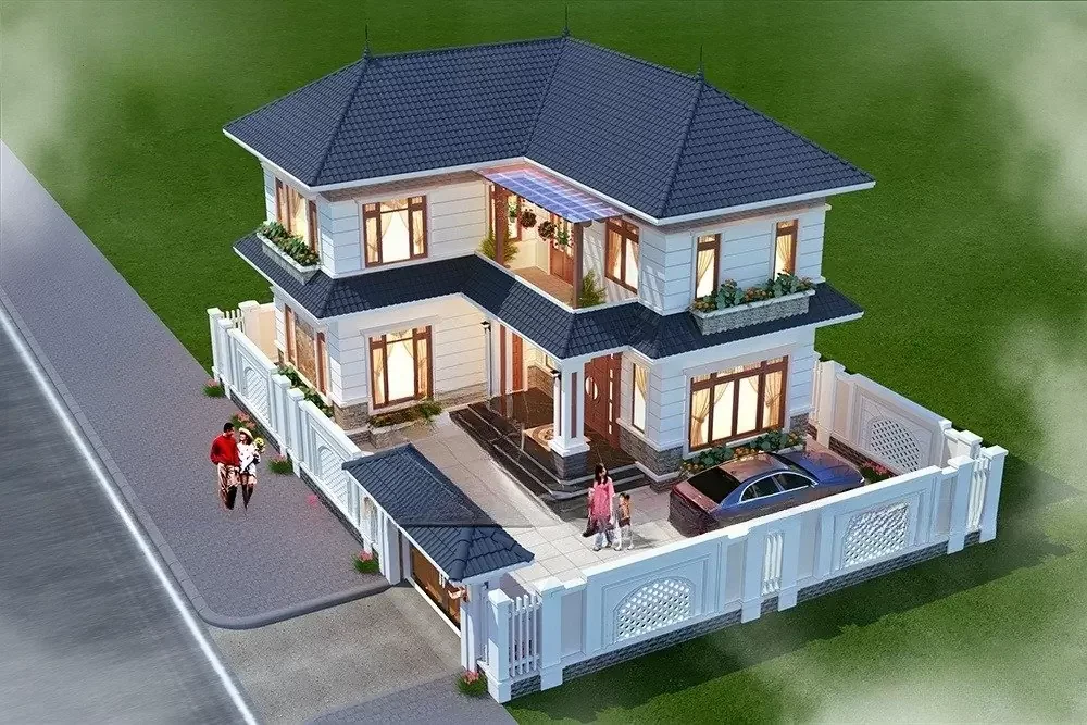 Mẫu nhà vườn 2 tầng đẹp, hiện đại