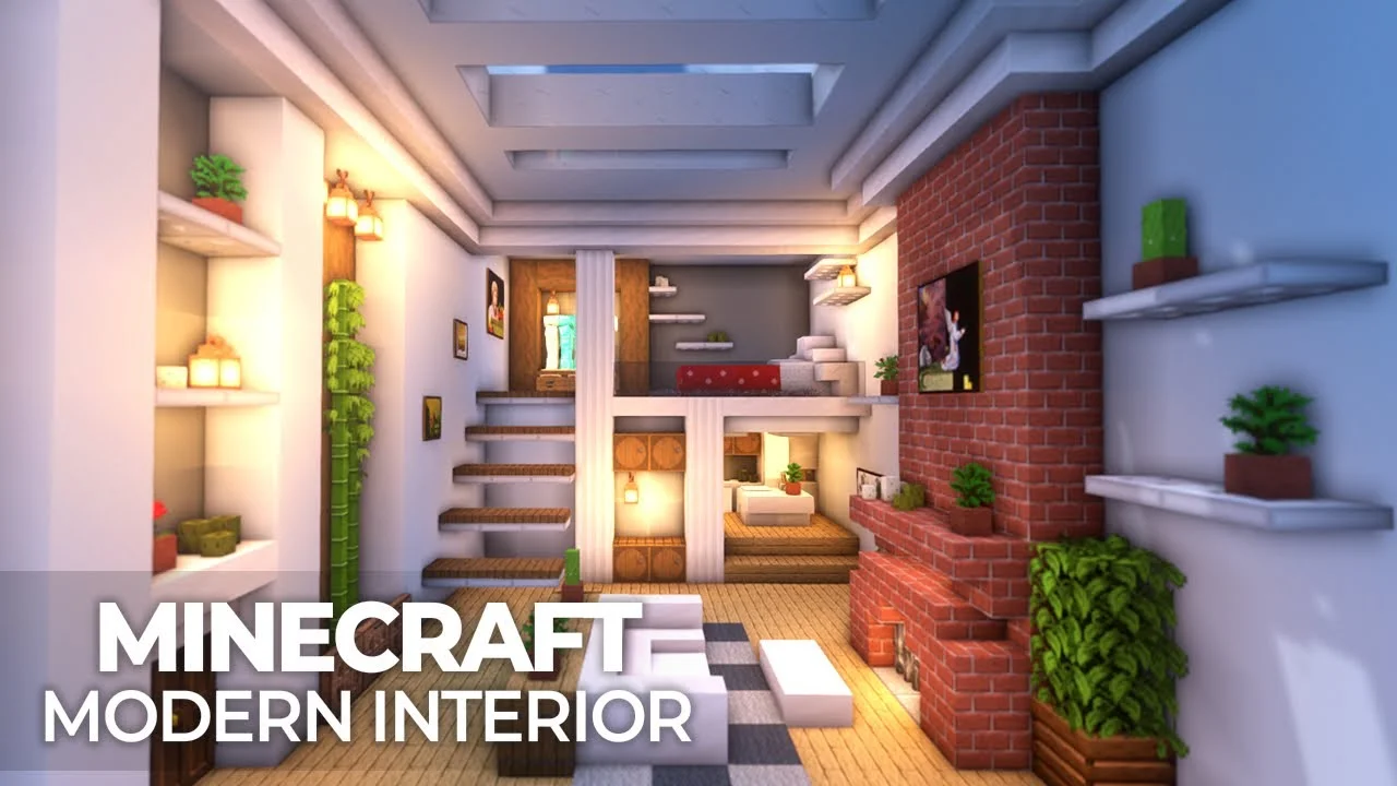 Nội thất Minecraft hiện đại, ảnh nền đẹp