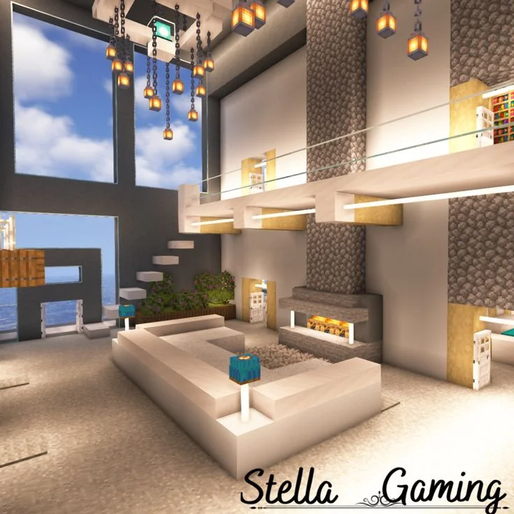 Nội thất Minecraft gaming hiện đại, ảnh nền đẹp
