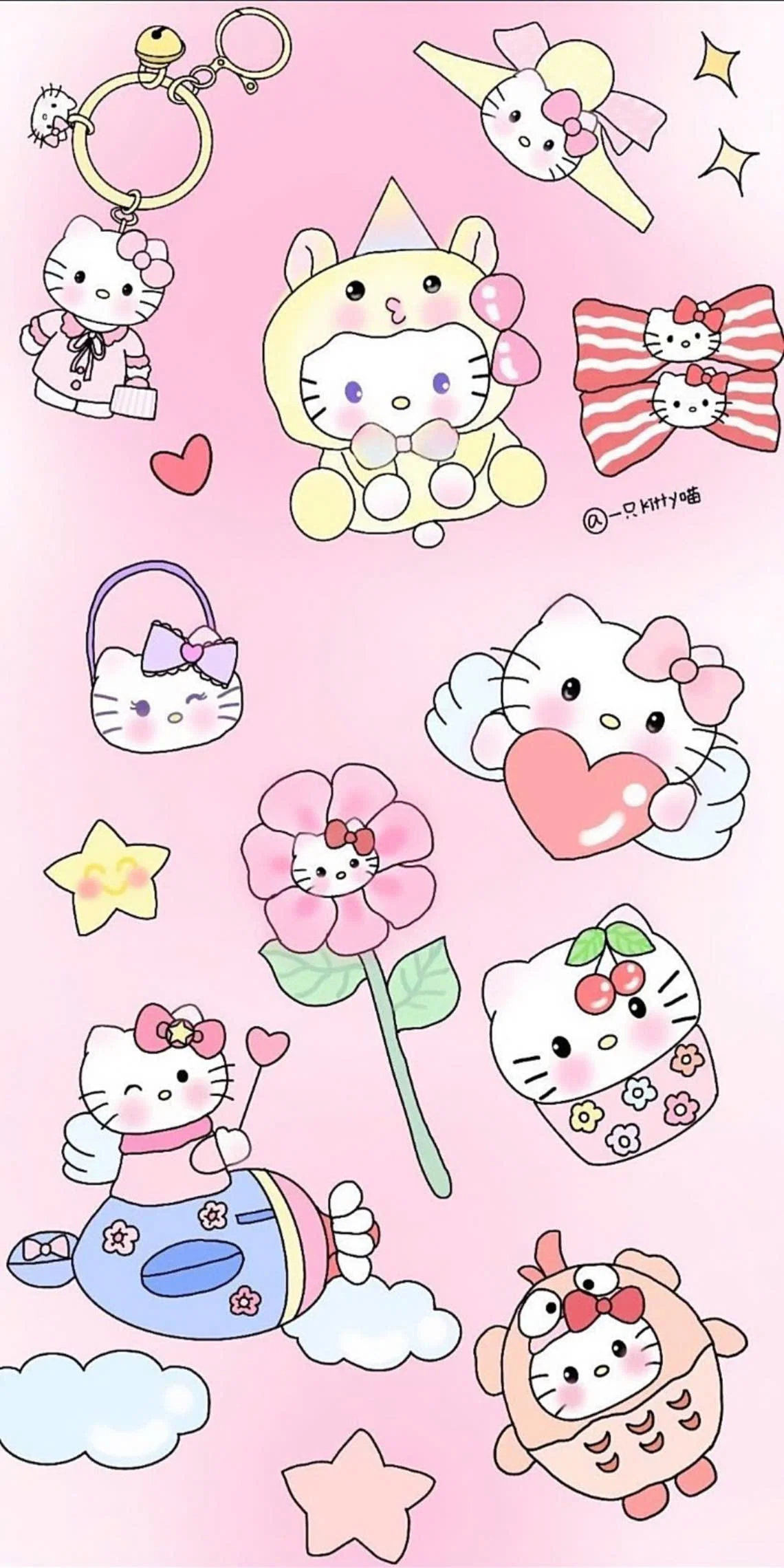 Hình nền iPhone Hello Kitty màu hồng đáng yêu (4)