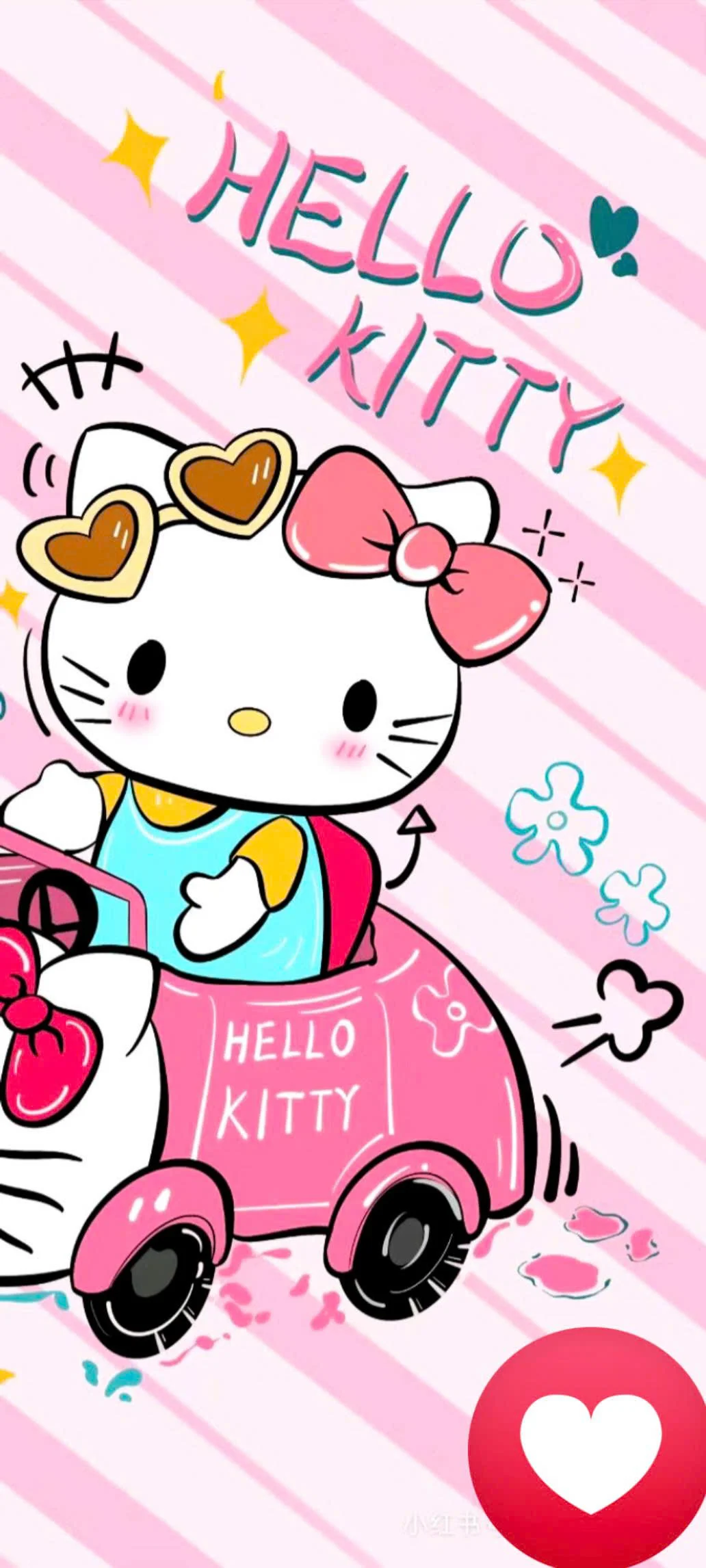 Hình nền iPhone Hello Kitty màu hồng đáng yêu (5)