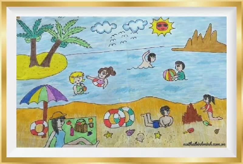 Tranh vẽ “Du lịch biển” ( Nguồn: Internet)