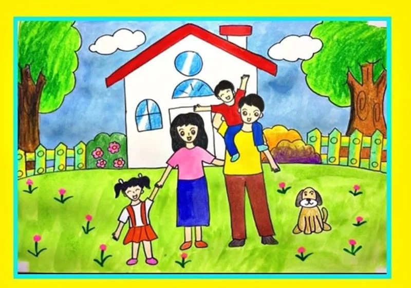 Vẽ Tranh Gia Đình Hạnh Phúc Đơn Giản Và Đẹp Nhất Cho Bé