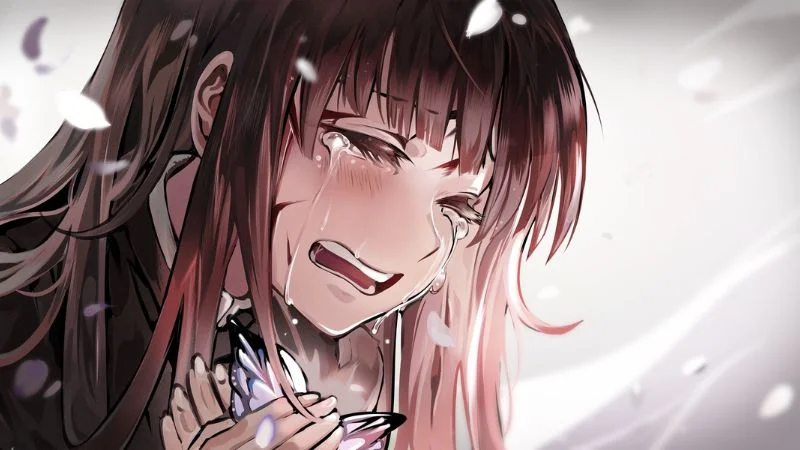 Ảnh anime nữ khóc với biểu cảm đau buồn