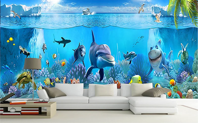 Tranh dán tường 3D mùa hè trên đại dương