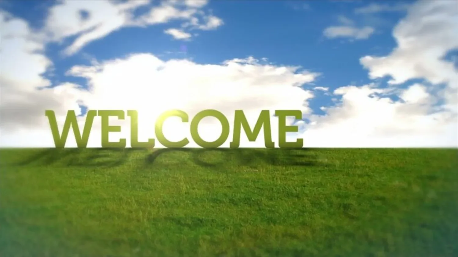 hình nền powerpoint đẹp với chữ welcome nổi bật trên nền thiên nhiên xanh mát