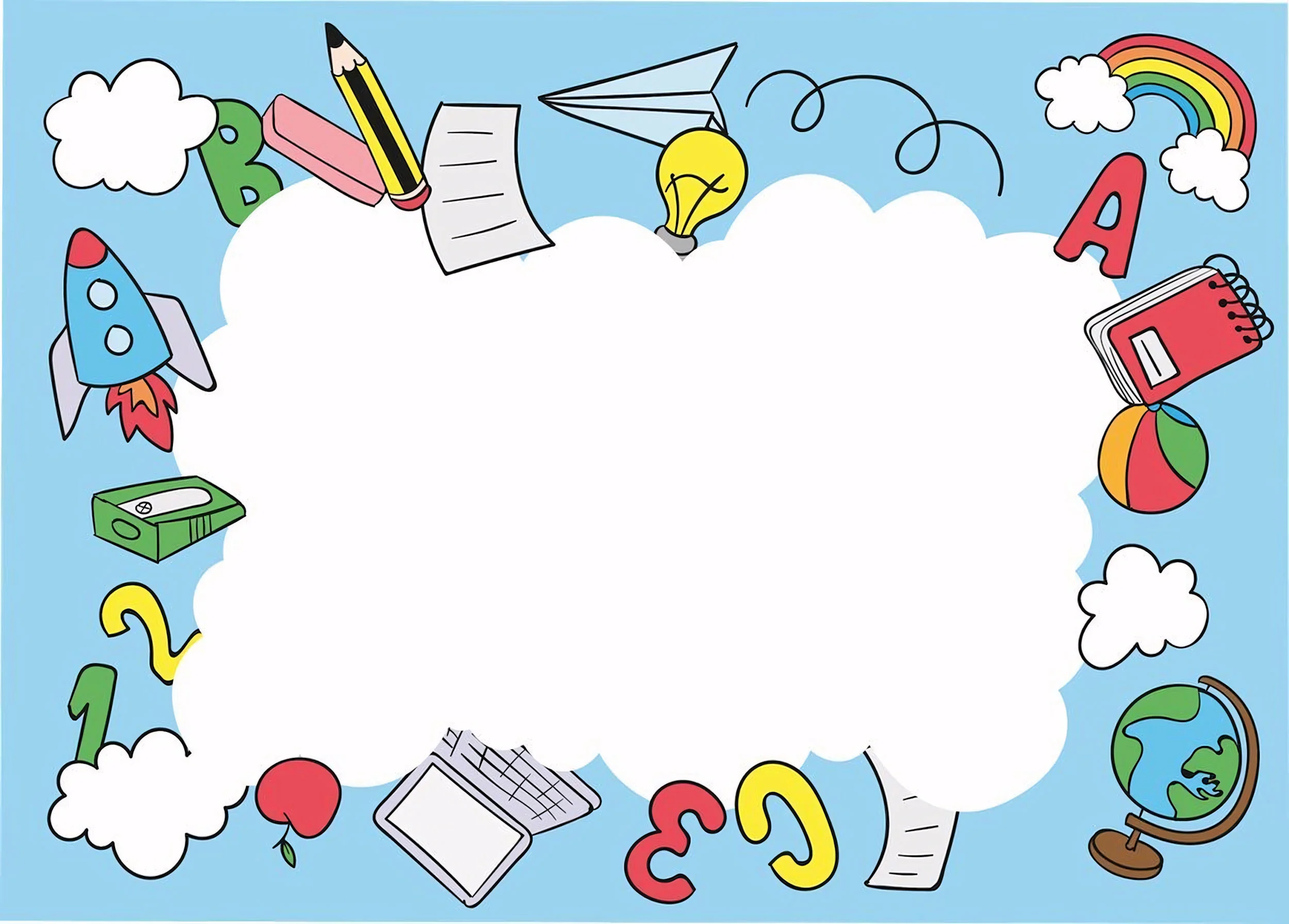Hình nền PowerPoint đẹp với các họa tiết doodle học tập màu sắc