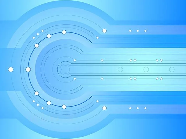 Hình nền PowerPoint đẹp mang phong cách công nghệ số trừu tượng màu xanh dương